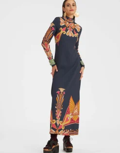 La DoubleJ Vestiti<Halle DressTotem Plac&eacute;e Blue in Envers Satin