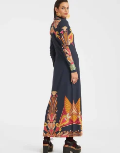 La DoubleJ Vestiti<Halle DressTotem Placée Blue in Envers Satin