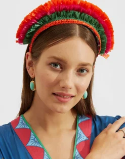 La DoubleJ Accessori Per Capelli|Accessories<Halo HeadbandSolid Orange in Raffia Crochet