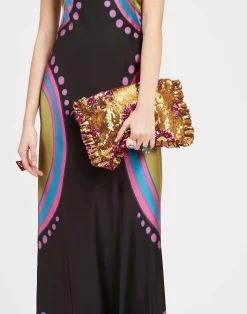 La DoubleJ Borse E Pochettes|Accessories<Hand PochetteBronze in Textured Sequins