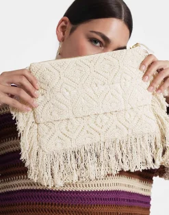 La DoubleJ Borse E Pochettes|Accessories<Hand PochettePlaza Cream in Macram&eacute;