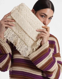 La DoubleJ Borse E Pochettes|Accessories<Hand PochettePlaza Cream in Macram&eacute;
