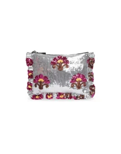La DoubleJ Borse E Pochettes|Accessories<Hand PochetteSilver in Textured Sequins