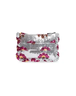 La DoubleJ Borse E Pochettes|Accessories<Hand PochetteSilver in Textured Sequins