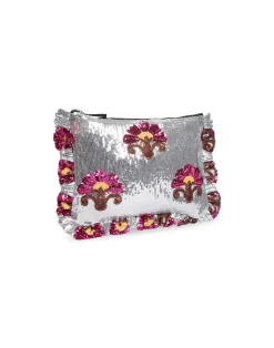 La DoubleJ Borse E Pochettes|Accessories<Hand PochetteSilver in Textured Sequins