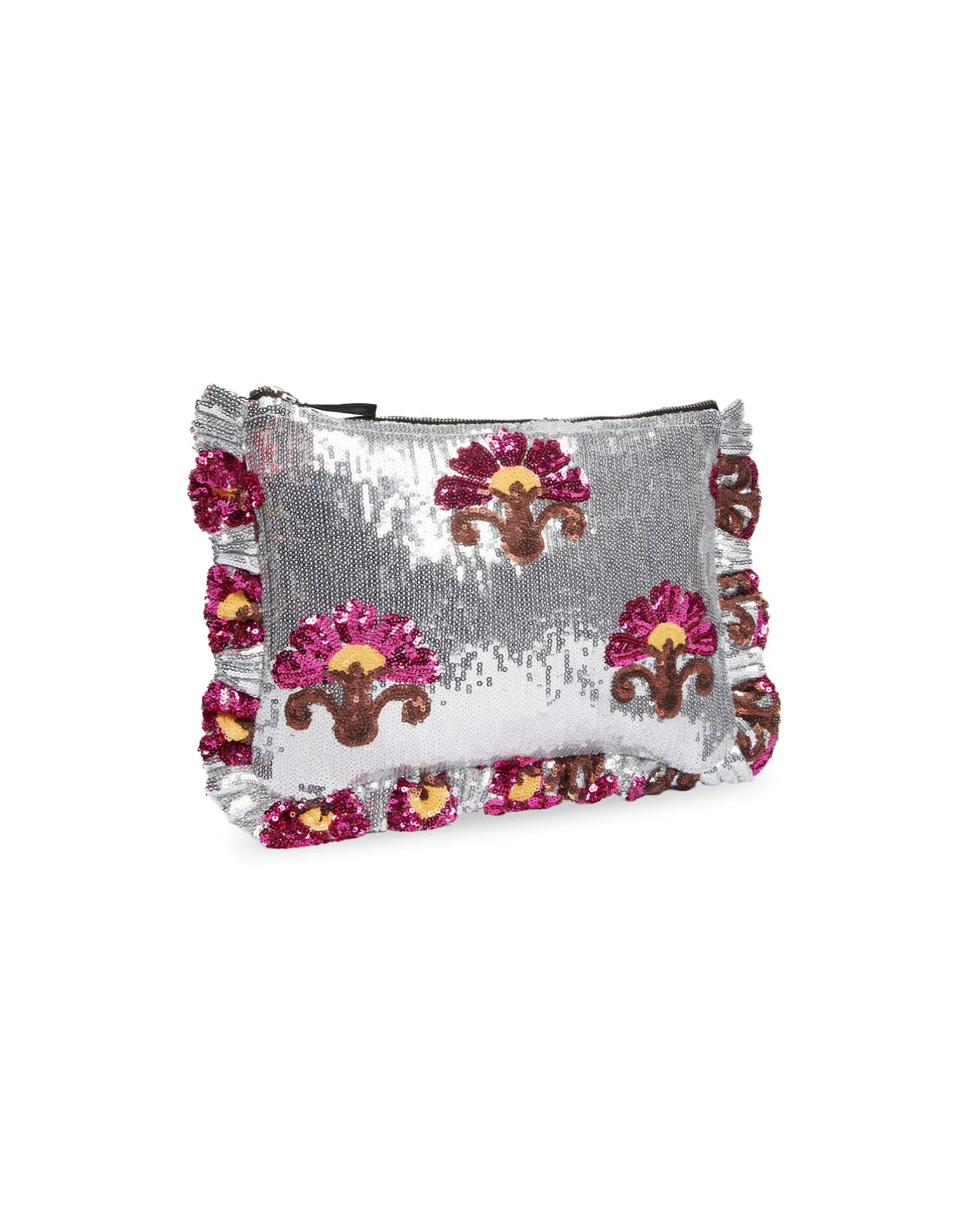 La DoubleJ Borse E Pochettes|Accessories<Hand PochetteSilver in Textured Sequins