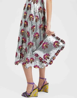 La DoubleJ Borse E Pochettes|Accessories<Hand PochetteSilver in Textured Sequins