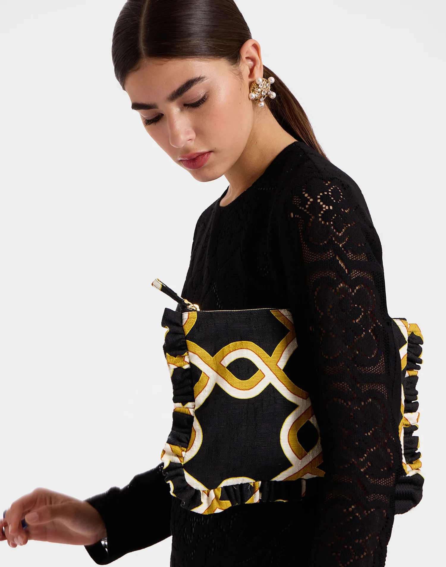 La DoubleJ Borse E Pochettes|Accessories<Hand PochetteTackle Black in Shot Cotton