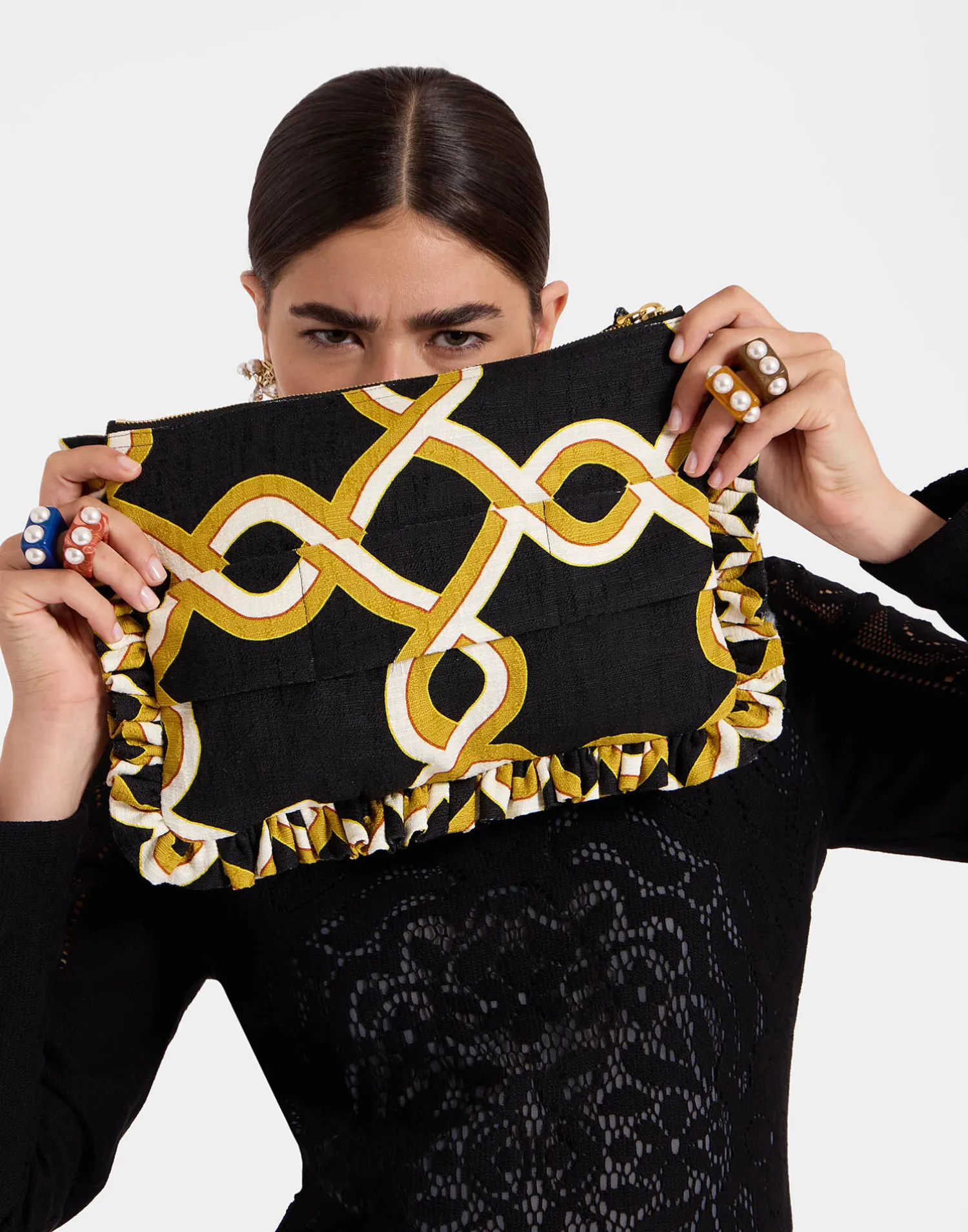 La DoubleJ Borse E Pochettes|Accessories<Hand PochetteTackle Black in Shot Cotton