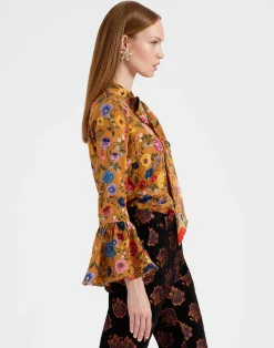 La DoubleJ Camicie E Top<Happy Wrist TopBotticelli Rust in Crepe De Chine Silk