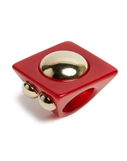 La DoubleJ Bijoux|Accessories<Hathor Square RingRed in Acrylic Resin