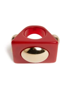 La DoubleJ Bijoux|Accessories<Hathor Square RingRed in Acrylic Resin