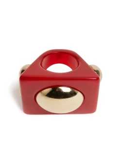 La DoubleJ Bijoux|Accessories<Hathor Square RingRed in Acrylic Resin