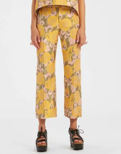 La DoubleJ Pantaloni E Shorts<Hendrix PantsMoonflower Yellow in Jacquard