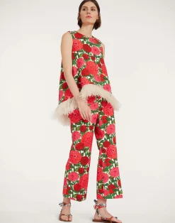 La DoubleJ Pantaloni E Shorts<Hendrix PantsPink Dahlias in Shot Cotton