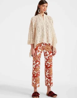 La DoubleJ Pantaloni E Shorts<Hendrix PantsReef White in Shot Cotton