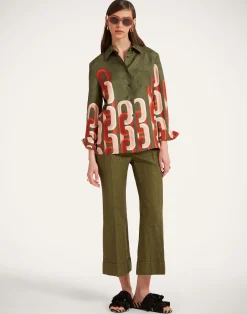 La DoubleJ Pantaloni E Shorts<Hendrix PantsSolid Camouflage in Shot Cotton