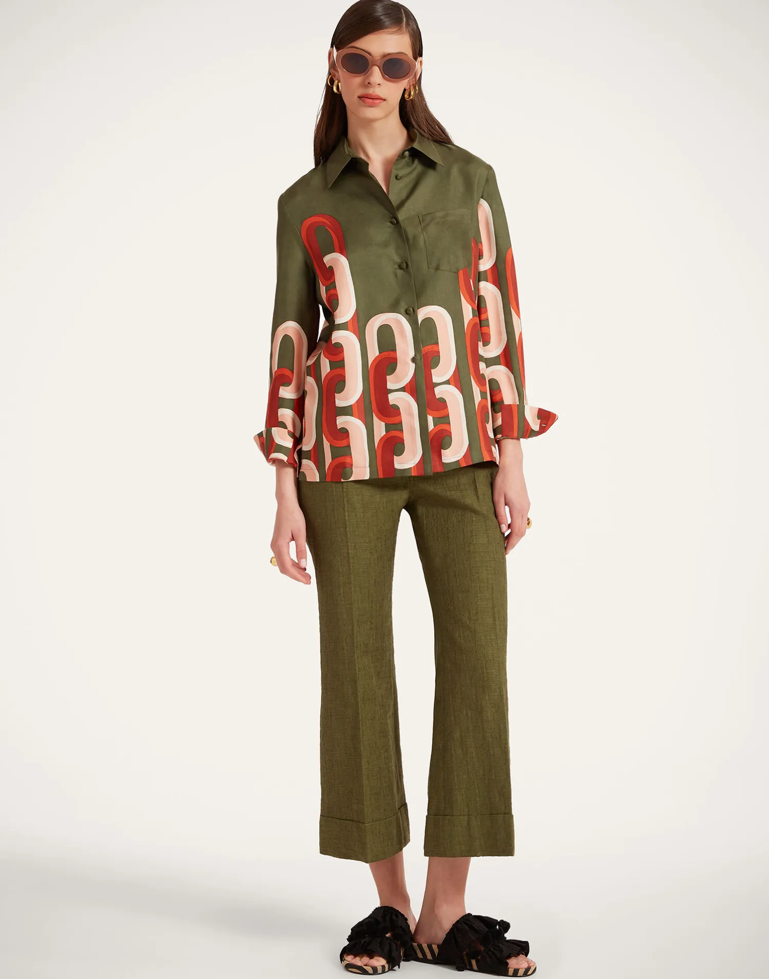 La DoubleJ Pantaloni E Shorts<Hendrix PantsSolid Camouflage in Shot Cotton