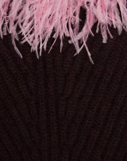 La DoubleJ Maglieria<High Kick CardiganBordeaux in Wool With Feathers