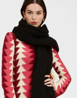 La DoubleJ Foulard E Sciarpe|Accessories<High Kick ScarfAnthracite in Wool With Feathers