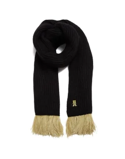 La DoubleJ Foulard E Sciarpe|Accessories<High Kick ScarfAnthracite in Wool With Feathers