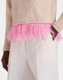 La DoubleJ Maglieria<High Kick SweaterIvory in Wool With Feathers