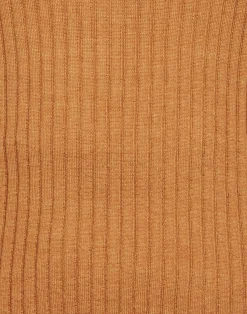 La DoubleJ Maglieria<High Kick TopCamel in Ribbed Silk Cashmere With Feathers