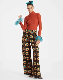 La DoubleJ Maglieria<High Kick TopOrange in Ribbed Silk Cashmere With Feathers
