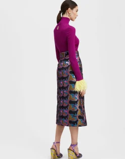 La DoubleJ Maglieria<High Kick TopPurple in Ribbed Silk Cashmere With Feathers