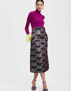 La DoubleJ Maglieria<High Kick TopPurple in Ribbed Silk Cashmere With Feathers