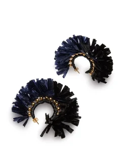 La DoubleJ Bijoux|Accessories<Hoop EarringsMulticolor Blu/Nero in Raffia