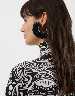La DoubleJ Bijoux|Accessories<Hoop EarringsMulticolor Blu/Nero in Raffia