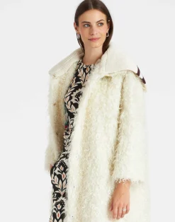 La DoubleJ Capispalla<Iris CoatIvory in Mohair Eco Fur