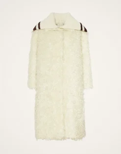 La DoubleJ Capispalla<Iris CoatIvory in Mohair Eco Fur