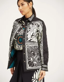 La DoubleJ Capispalla<Iris Shirt JacketMix Tiles Plac&eacute;e Black in Twill