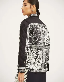 La DoubleJ Capispalla<Iris Shirt JacketMix Tiles Plac&eacute;e Black in Twill