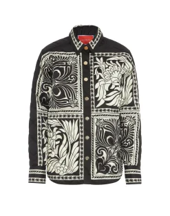 La DoubleJ Capispalla<Iris Shirt JacketMix Tiles Plac&eacute;e Black in Twill