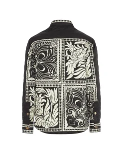 La DoubleJ Capispalla<Iris Shirt JacketMix Tiles Plac&eacute;e Black in Twill