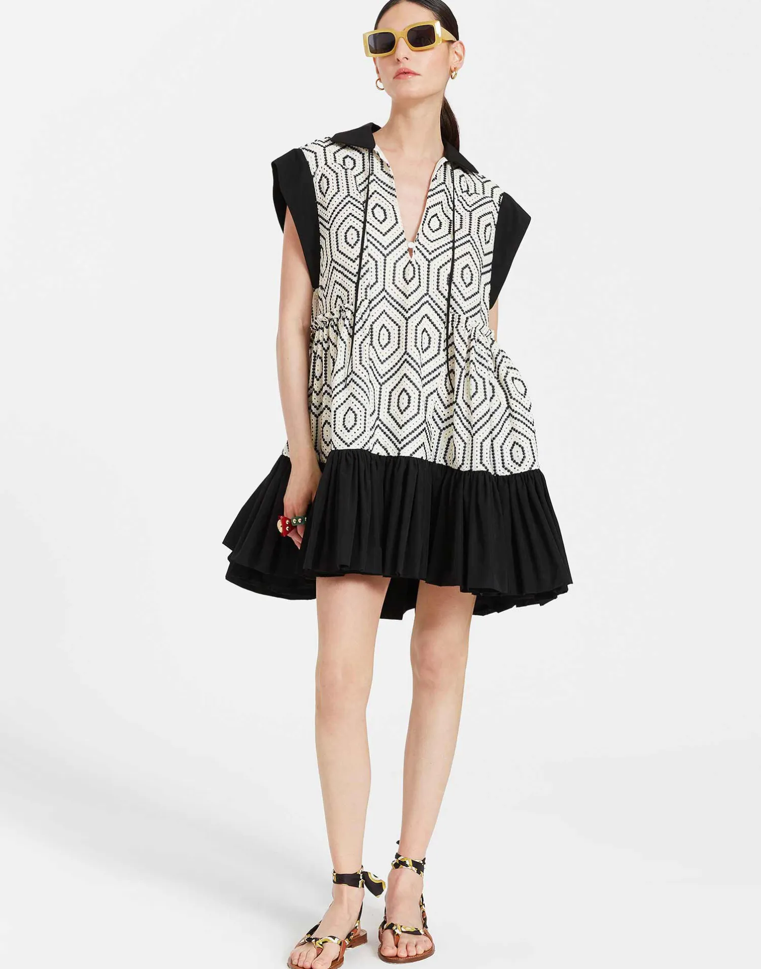La DoubleJ Vestiti<Jackie Mini DressSolid Ivory in Cotton Sangallo