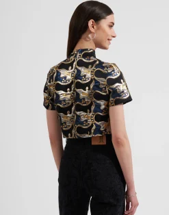 La DoubleJ Camicie E Top<Juliet Crop TopSpritz Blu in Jacquard