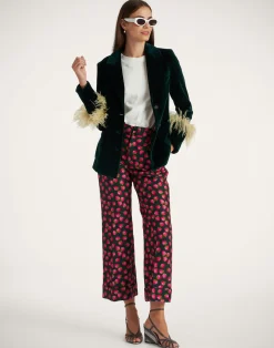 La DoubleJ Capispalla<Keaton JacketBlue Petrol in Velvet With Feathers