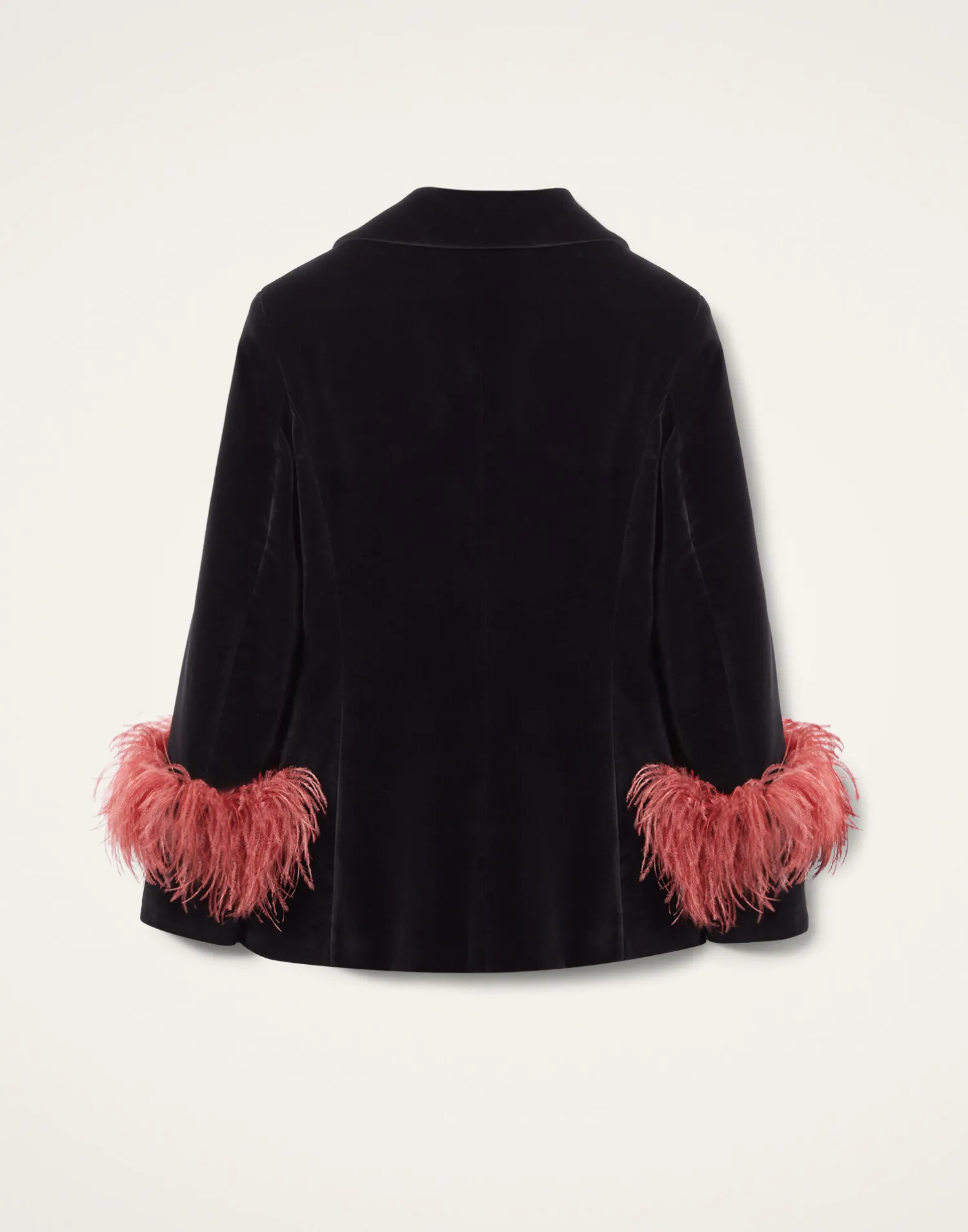La DoubleJ Capispalla<Keaton JacketSolid Black in Cotton Velvet With Feathers