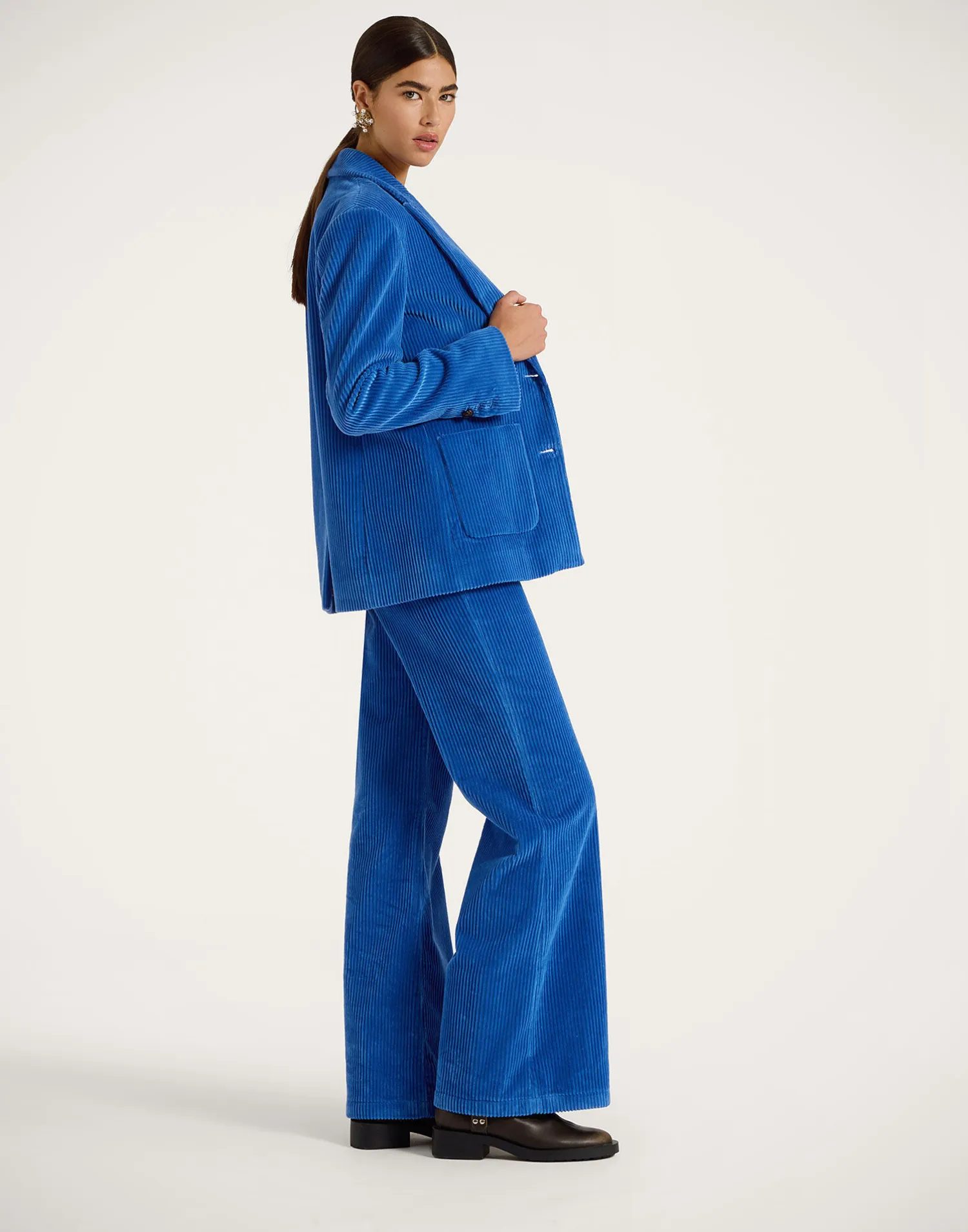 La DoubleJ Capispalla<Kelly JacketSolid Light Blue in Velvet Corduroy