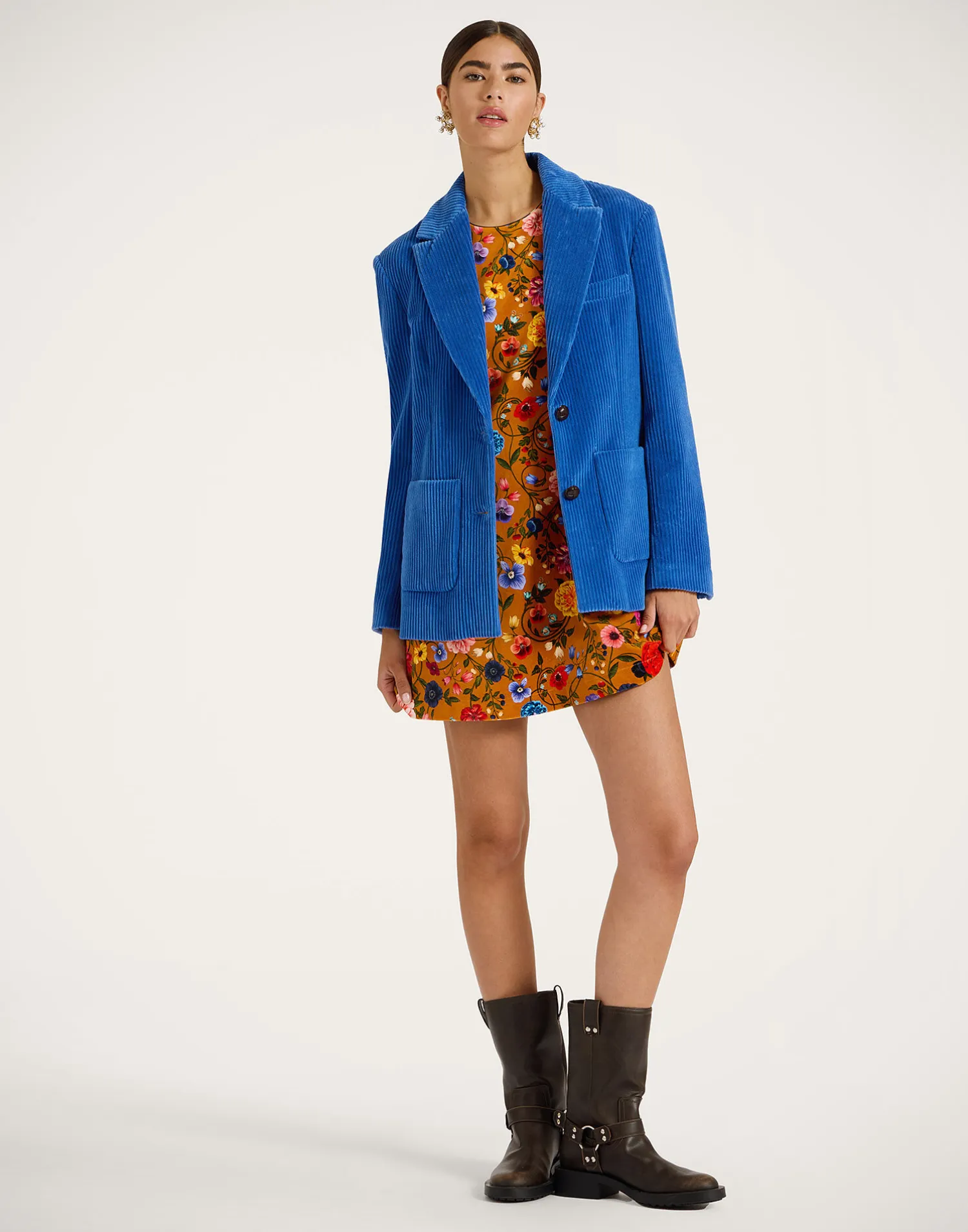 La DoubleJ Capispalla<Kelly JacketSolid Light Blue in Velvet Corduroy