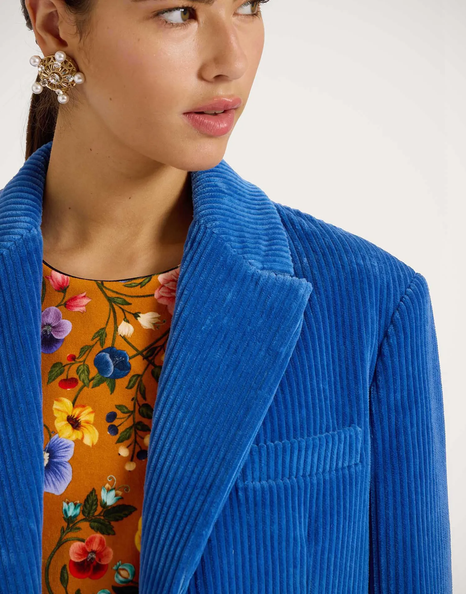 La DoubleJ Capispalla<Kelly JacketSolid Light Blue in Velvet Corduroy