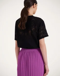 La DoubleJ Camicie E Top<Lacey House T-ShirtSolid Black in Embroidered Cotton