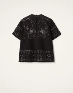 La DoubleJ Camicie E Top<Lacey House T-ShirtSolid Black in Embroidered Cotton