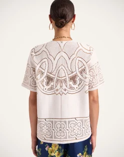 La DoubleJ Camicie E Top<Lacey House T-ShirtSolid White Smoke in Embroidered Cotton