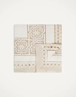 La DoubleJ Tessili|Tovaglie<Lacey Large TableclothSolid White Smoke in Embroidered Cotton