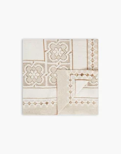 La DoubleJ Tessili|Tovaglie<Lacey Large TableclothSolid White Smoke in Embroidered Cotton